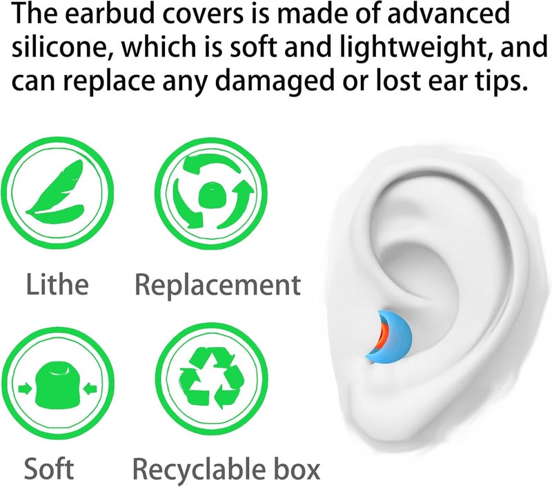 AQIMY Silicone Earbud Replacement Tips for Most In-Ear Earbuds (Inner Hole 3.8-5.1mm) - 9 Pairs (S, M, L) - Image 4